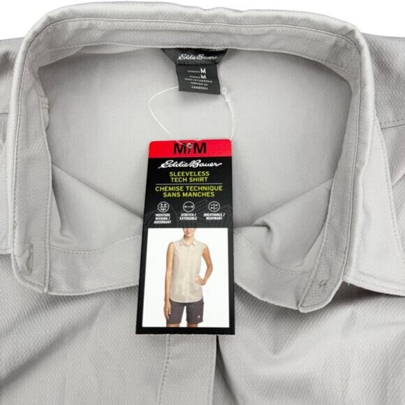 NWT EDDIE BAUER Women's Sleeveless Tech Shirt Sz Medium Gray - Picture 3 of 5